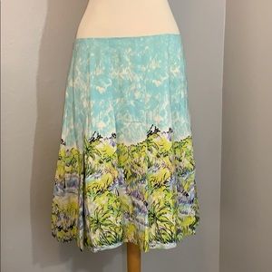 Dana Buchman Blue and Green A-Line Skirt